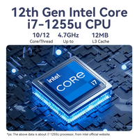 Intel Core I7 Mini PC NUC 1255U con DDR5 RJ45 2 Ethernet LAN Win11 Oficina Tipo-C DP 4K Linux Computadora para AU EE. UU. UE