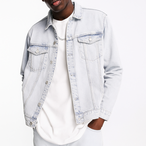 Veste Jeans 100% Coton Premium Personnalisé Jeans Veste Streetwear Mode - Product Image 1