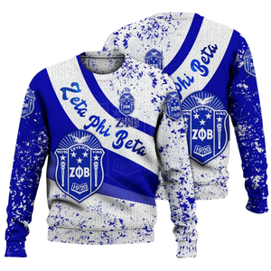 Zeta Phi Beta Sororité Hiver Bleu Blanc 1920 Pull En Tricot Chenille Patch Avant Divine Neuf Premium Sisterhood - Product Image 3