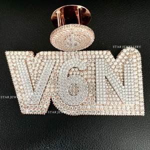 Silver Hip Hop VVS Moissanite Three <b>Letter</b> Pendant, Custom Moissanite Pendant, Iced Out VVS Moissanite D Color Custom Pendant - Product Image 6