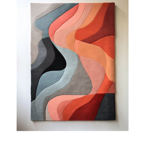 Premium Modern Rectangular Hand Tufted Alfombra de área de lana Diseño geométrico de altura de pila alta para el hogar Oficina Sala de estar - Product Image 1