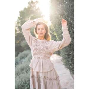 Blusa Casual de Verano 2025 de Alta Calidad para Mujer, 100% Rayón, Bordada, Blusa Informal - Product Image 1