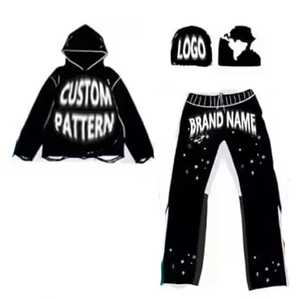 Sweat-shirt pour homme Joggers Ensemble de survêtement Midweight Fleece Logo Imprimé Coton Custom Unisex Hoodies Plus Size Respirant Quick Dry - Product Image 4