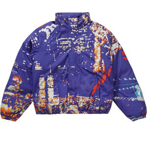 Veste à bulles épaisses imprimée sur mesure pour hommes Manteau d'hiver violet à col montant de haute qualité avec capuche chaude - Product Image 6