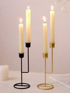 Candelabro Geométrico de Hierro Dorado con 4 Ranuras para Velas Cónicas, Centro de Mesa Moderno para Bodas, Decoración de Hogar de Lujo, Soporte de Metal Minimalista - Product Image 6