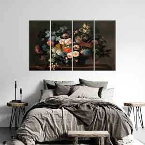 Impresión en lienzo floral moderna: elegante diseño gráfico floral para decoración de pared, JUEGO DE 4 LIEÑOS - Product Image 1