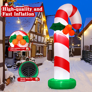 Décorations de canne à sucre géantes de Noël de 6 pieds, décorations de Noël gonflables de canne à sucre <span class=keywords><strong>avec</strong></span> LED - Product Image 6