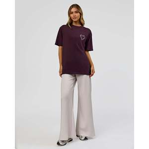 Camiseta Oversize para Mujer - Transpirable, Color Ciruela Medianoche - Blanco FLXCotton - Product Image 6
