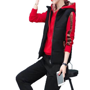 Conjunto Deportivo de 3 Piezas para Mujer, Invierno, con Logotipo Personalizado, Chándal Informal, Chaleco, Sudadera con Capucha, Pantalón Largo, Talla Grande, Felpa - Product Image 2