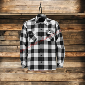 เสื้อเชิ้ตผ้าสักหลาดแขนยาวสำหรับผู้ชายเสื้อลายตารางแบบสั่งทำ - Product Image 4