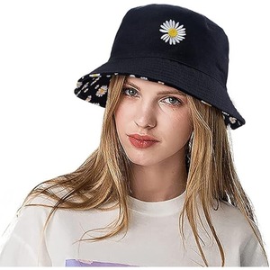 หมวกแก๊ปปกป้องแสงแดดสองด้านลายดอกเดซี่ขนาดเล็กหมวกตกปลาผ้าฝ้ายอเนกประสงค์หมวกนักเรียนยีนส์สำหรับล้างกลางแจ้ง - Product Image 1