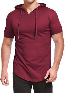 Camiseta ajustada de manga corta con capucha para hombre, Camiseta básica informal de poliéster/algodón, gran oferta, elementos esenciales de invierno - Product Image 4