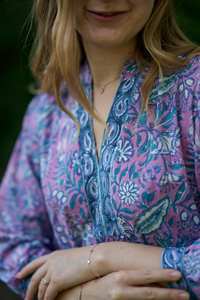 Hand Block Printed Cornflower Dress Bohemian Cotton Casual Occasional Pure Cotton Handcrafted Ethical Fashion Floral Lilac - Product Image 4