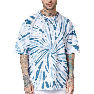 Alta calidad 100% algodón Tie-Dye manga corta cuello redondo Camiseta para hombres cómodo ajuste Regular en línea venta al por mayor ropa de hombre - Product Image 1