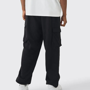 Pantalon pour homme sur mesure nouveau design 100% coton polaire lavé sur mesure couleur noire solide streetwear pantalon de survêtement pour homme - Product Image 3