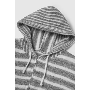2024 Street Style Custom Women <b>Hooded</b> <b>Cardigan</b> Striped <b>Knit</b> with Front Logo Embroidery and Zipper Closure - Product Image 6
