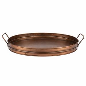 Bandeja de Servir Ovalada Antigua de Cobre Galvanizado Vintage con Asa, Bandeja Decorativa para Decoración de Mesa de Comedor de Cocina - Product Image 1