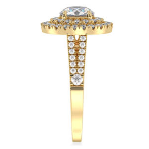 Bague de fiançailles halo en or jaune 14K 18K personnalisée REYES avec diamant rond de 2,5 carats pour femme, cadeau de mariage, bijoux fins - Product Image 5