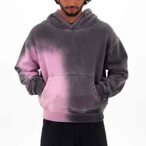 Ropa de calle de algodón pesado personalizada Sun Faded Acid Wash Boxy Cropped Blank Hoodie para hombres - Product Image 6
