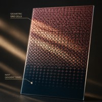 Panel Kaca Berpola Geometris Gradasi Navy, Tempered Laminated, untuk Partisi Dinding Dekoratif