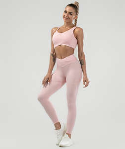 Private Label Sports Bra with Fitness Yoga Wear Scrunch Butt <b>Leggings</b> for Women's Fitness Plain Yoga Bra & Pants <b>Leggings</b> Set - Product Image 4