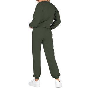 Luxury Fall Logo tracksuit 100% cotton Winter Sweatsuit Wholesale Women Latest Design High 2 Piece Plain Jogging Wear woman - Product Image 6