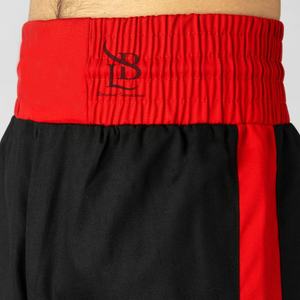 บริการ OEM ODM กางเกงคิกบ็อกซิ่งผ้าโพลีคอตตอนสำหรับผู้ใหญ่ สีดำแดงตัดกัน คุณภาพสูงสุด ทนต่อคราบสกปรก ราคาขายส่ง - Product Image 3