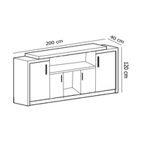 Meilleure Vente : Ensemble de Bureau Exécutif Moderne Pasifik Blanc Noyer Foncé en Mélaminé et MDF, avec Panneau à Lattes Horizontales, Sain et Ergonomique