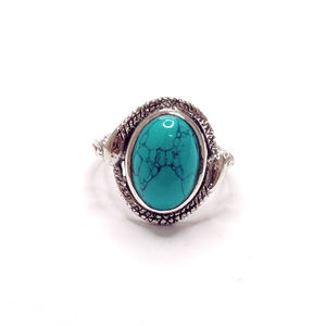 <b>Turquoise</b> Fashion <b>Ring</b> (5.5 Grams) Gold Plated with Bezel Setting Modern and Trendy Accessory for Gift Occasions - Product Image 1