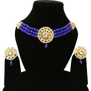 Statement Choker Necklace Earring Set Brass Base <b>Kundan</b> <b>Jewelry</b> Handcrafted Ethnic Wedding Engagement Party Anniversary Gift - Product Image 1