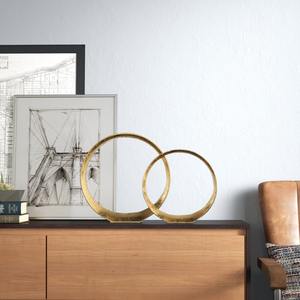 Sculpture de table ronde abstraite en or fini, accent décoratif moderne pour le salon ou le bureau, vente en gros en provenance d'Inde - Product Image 3