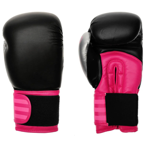 Gants de boxe OEM personnalisés en PU noir et rose avec sangle de poignet réglable à boucle auto-agrippante pour entraînement et sparring, professionnels pour le Muay Thai - Product Image 2