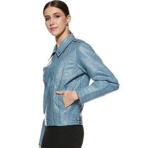 แจ็กเก็ตหนังแกะแบบลำลองของผู้หญิงเสื้อแจ็คเก็ตหนังแกะระบายอากาศได้ดีแฟชั่นฤดูใบไม้ร่วงฤดูหนาวกำหนดเองได้ย้อมสีล้วน - Product Image 4