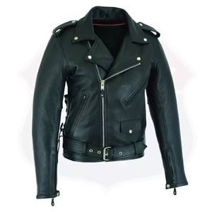VESTE EN CUIR VÉRITABLE POUR HOMME EN CUIR DE VACHE PREMIUM MOTOCYCLE TOP BIKER NOIR - Product Image 2