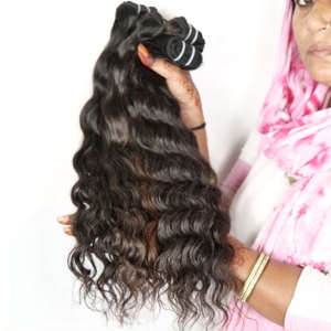 Extensiones de cabello humano de templo indio sin procesar Remy de trama doble, máquina barata, cutícula alineada, tejido ondulado, onda profunda suelta - Product Image 3