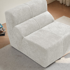 Fauteuil simple moderne couleur crème, emballage compressé, stock disponible en entrepôt UE, canapé confortable en mousse souple pour salon - Product Image 3