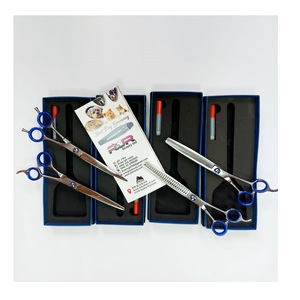 Ciseaux de toilettage 440C pour animaux de compagnie, ciseaux courbés en acier inoxydable antistatiques à pointe lisse, kit de ciseaux à effiler Satinsky - Product Image 6