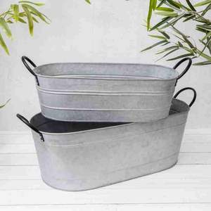 Set of 3 Rustic Galvanized <b>Metal</b> Succulent Planters Decorative Flower Pots for Indoor Outdoor <b>Garden</b> Vintage Style Home Decor - Product Image 5