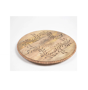 Pastel de madera Lazy Susan con base de madera Soporte de pastel rústico para pasteles de boda Soporte de forma redonda y artesanía de la India - Product Image 2