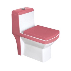 Modèle carré de couleur rose-Toilette d'aisance monobloc colorée en diamant Ripone Washdown avec système de rinçage à jet, produits de WC indiens - Product Image 1