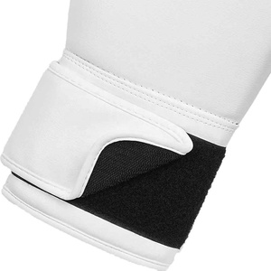 Gants de boxe personnalisés en cuir blanc, à doigts entiers, à lacets, avec sangle de poignet réglable, respirants et anti-humidité, équipement d'entraînement pour adultes - Product Image 4