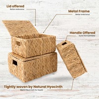 Set aus 3 Aufbewahrungsboxen für die Organisation zu Hause, handgefertigte Aufbewahrungsbox, umweltfreundlich, natürlich, Heim- und Wohnraumdekoration, Großhandel aus Vietnam
