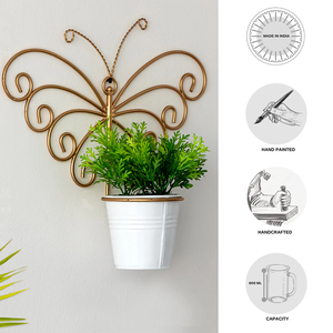 Macetas de pared de mariposa de Metal exclusivas para interior, sala de estar, balcón, colgante de pared, maceta, soporte para plantas - Product Image 6