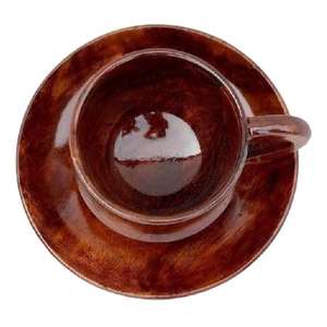 Tasse à thé et café en bois brun fabriqué à la main avec assiette meilleure qualité bois naturel pour bière dernière conception décor de Table à la maison - Product Image 1