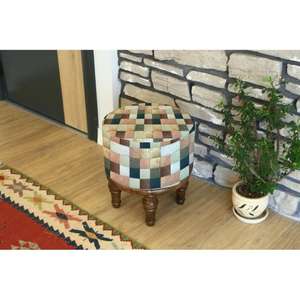 Tabouret Pouf Ottoman Marocain Fait Main, Repose-Pieds Décoratif Bohème, Coussin Traditionnel Berbère pour Salon et Maison - Product Image 1