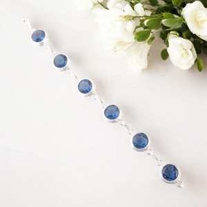 Pulsera de Topacio Azul Londres, Juego de Dijes de Plata de Ley Hechos a Mano, Joyería de Circonio, Lujosa y Elegante para Mujer, Regalo - Product Image 4