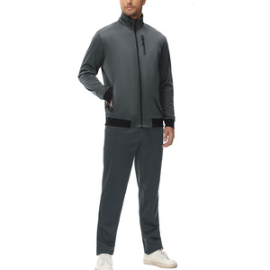 Gran oferta de chándales de lana de poliéster con cremallera completa para hombre, cuello levantado, bolsillo con cremallera, parte inferior de costilla en contraste, estilo callejero bordado 3D - Product Image 3