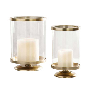 T-light en verre et métal pour la décoration de la fête de Noël Décoration de porte Bougeoir votif de table Finition plaquée or - Product Image 1