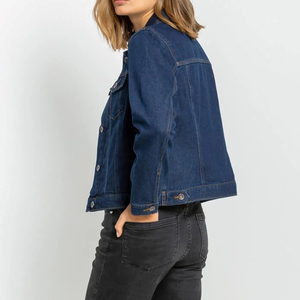 Dernière veste en jean décontractée à manches longues pour femmes, prix OEM bon marché, respirante, chaude, élégante, veste en jean personnalisée pour femmes - Product Image 3