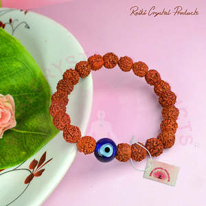 Pulsera de cuentas de Rudraksha natural de 8 mm con protección contra el mal de ojo, paz, crecimiento espiritual, energía positiva, cargada con Reiki - Product Image 3